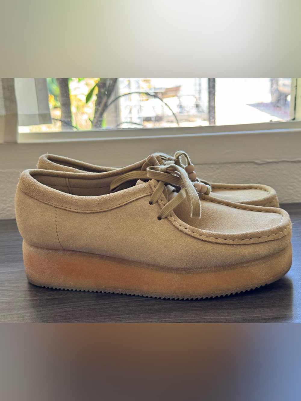 Clarks Originals Beige Suede Wallabee-Shoes Size 8 - Picture 2 of 7